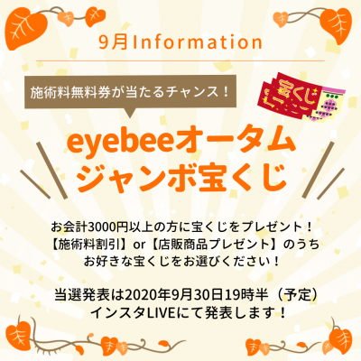 9月はeyebeeオータムジャンボ宝くじプレゼント！